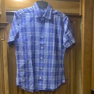 NWT David Donahue Linen & Cotton Short Sleeve Shirt Size Small